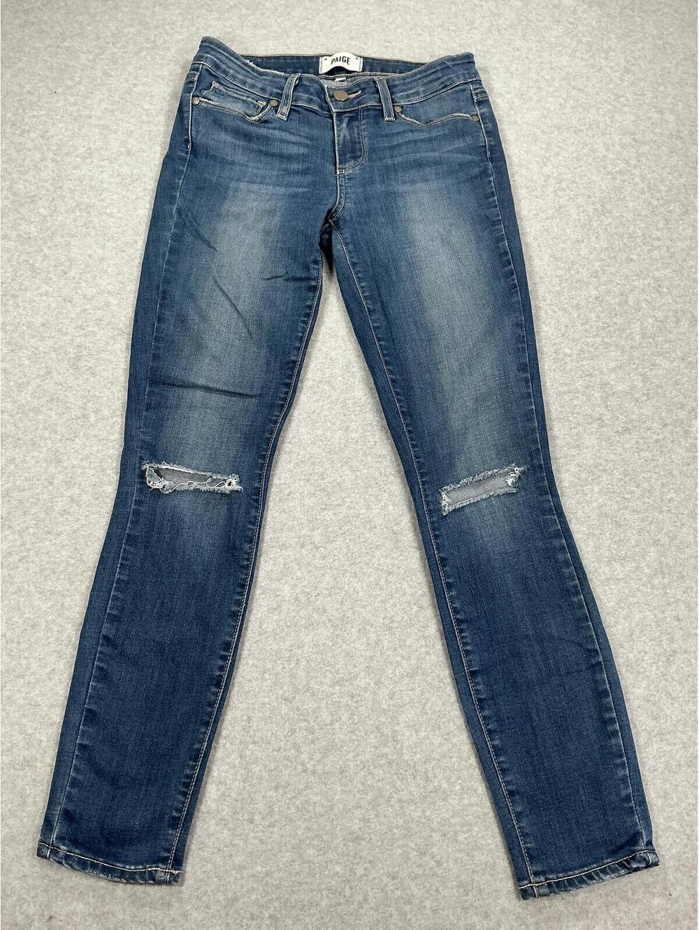 PAIGE Verdugo Ankle Skinny Jeans Distressed Medium Wash Women’s 26